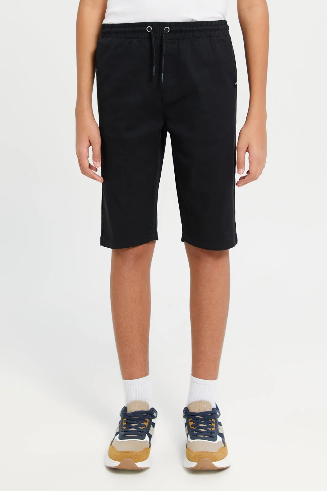 Senior Boys Black Pull On Trouser Shorts