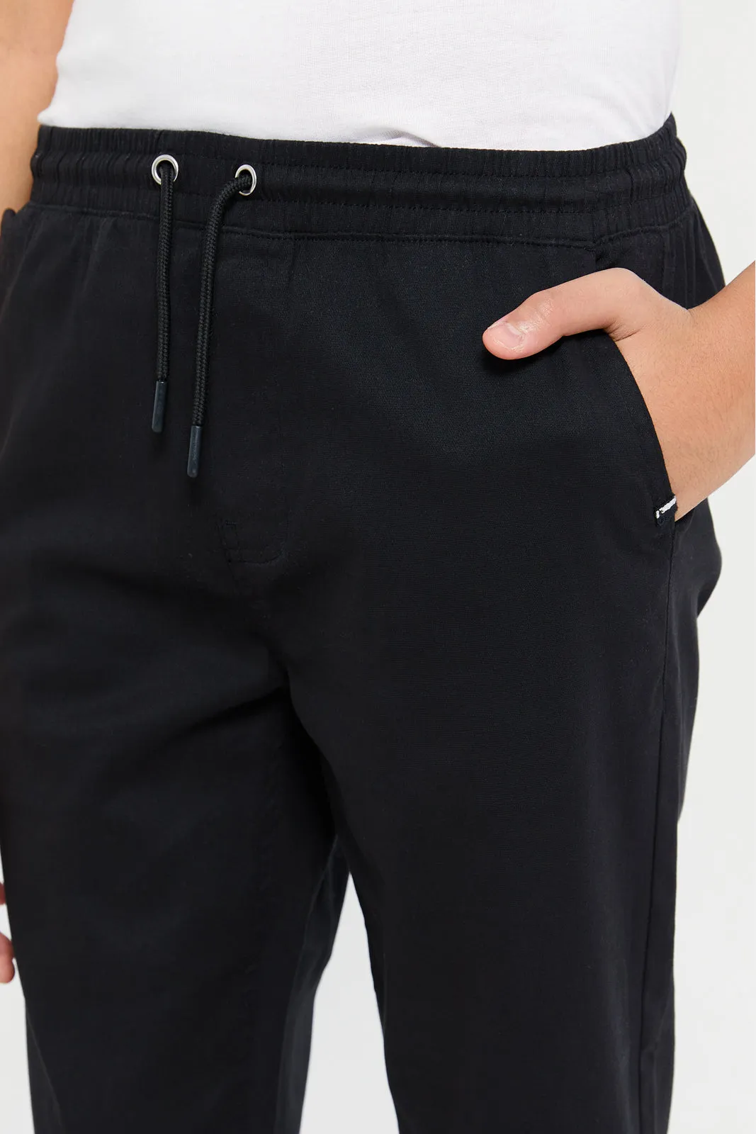 Senior Boys Black Pull On Trouser Shorts