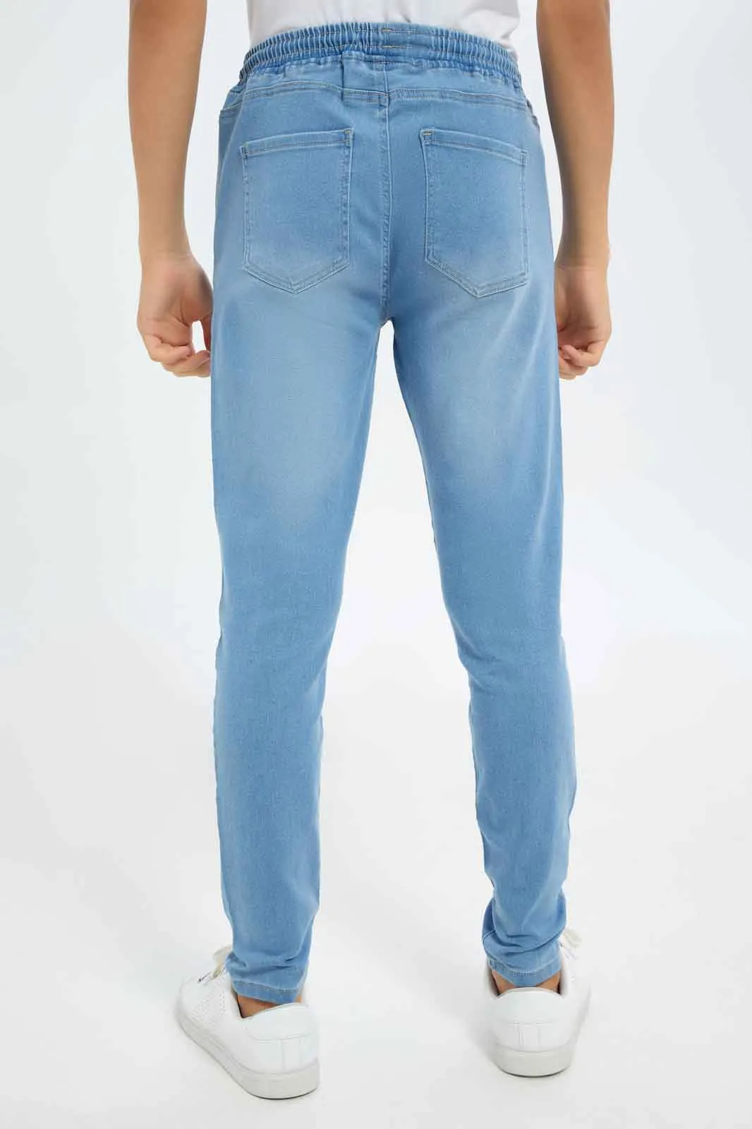 Senior Boys Blue Baggy Fit Jeans