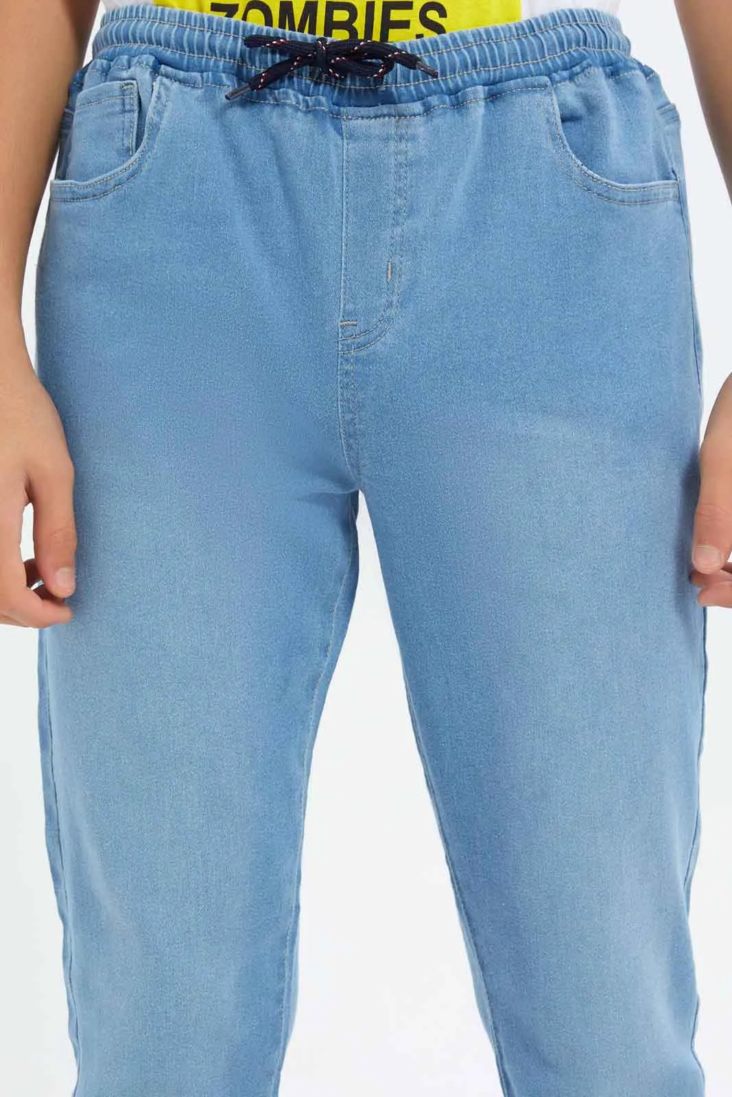 Senior Boys Blue Baggy Fit Jeans