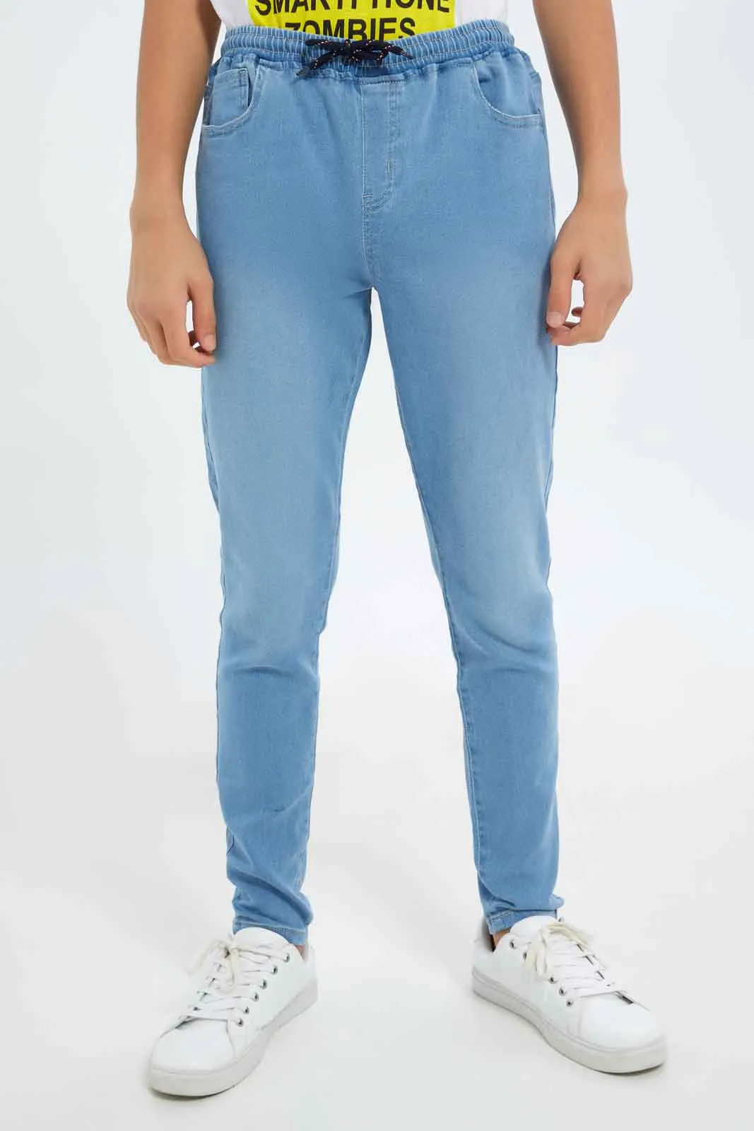 Senior Boys Blue Baggy Fit Jeans