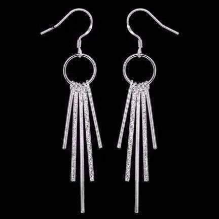 Sterling Silver Five Link Bar Dangling Earrings