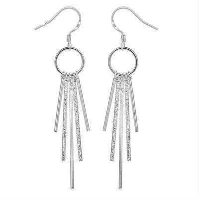 Sterling Silver Five Link Bar Dangling Earrings