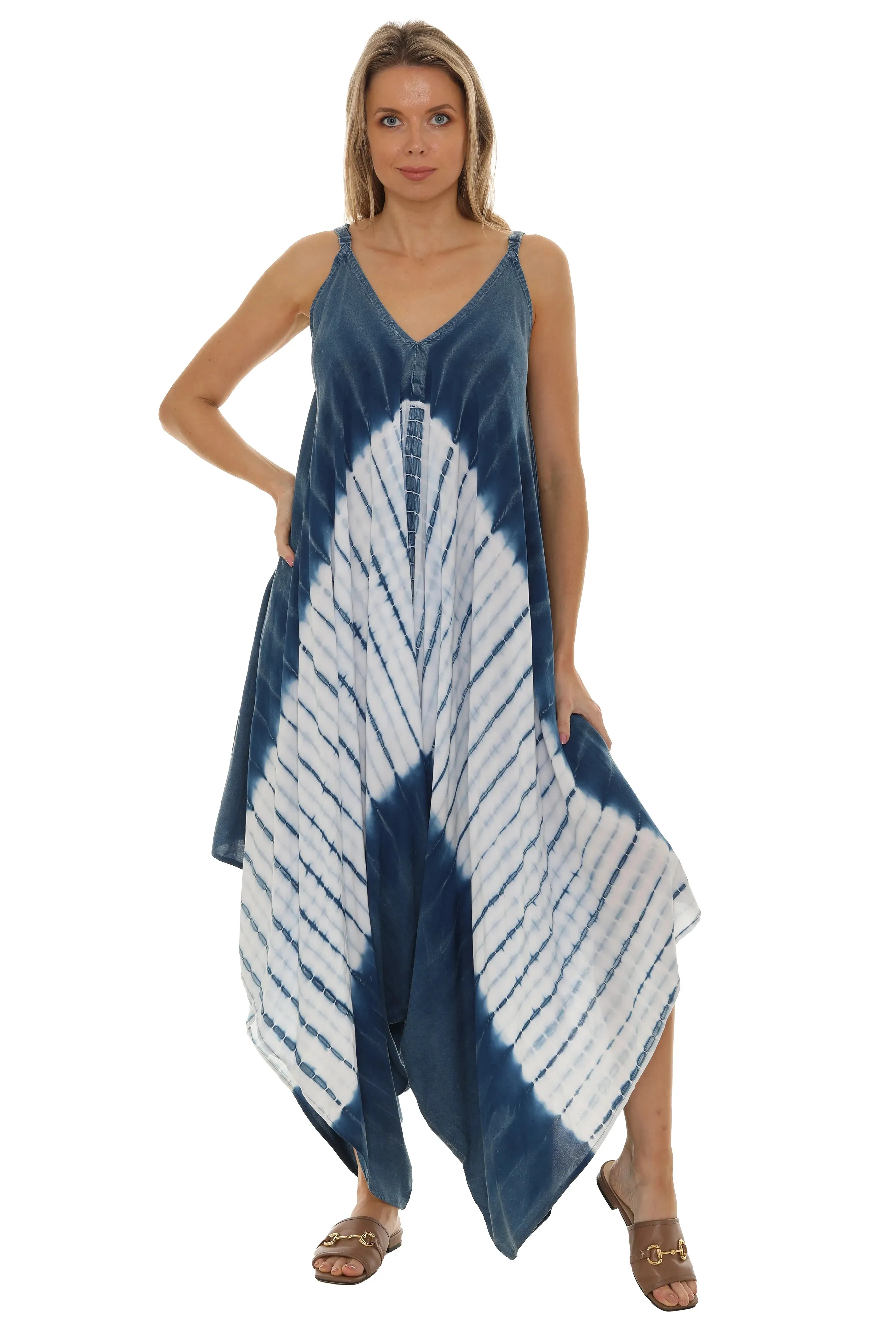 Tie-Dye Wide Leg Harem Jumpsuit