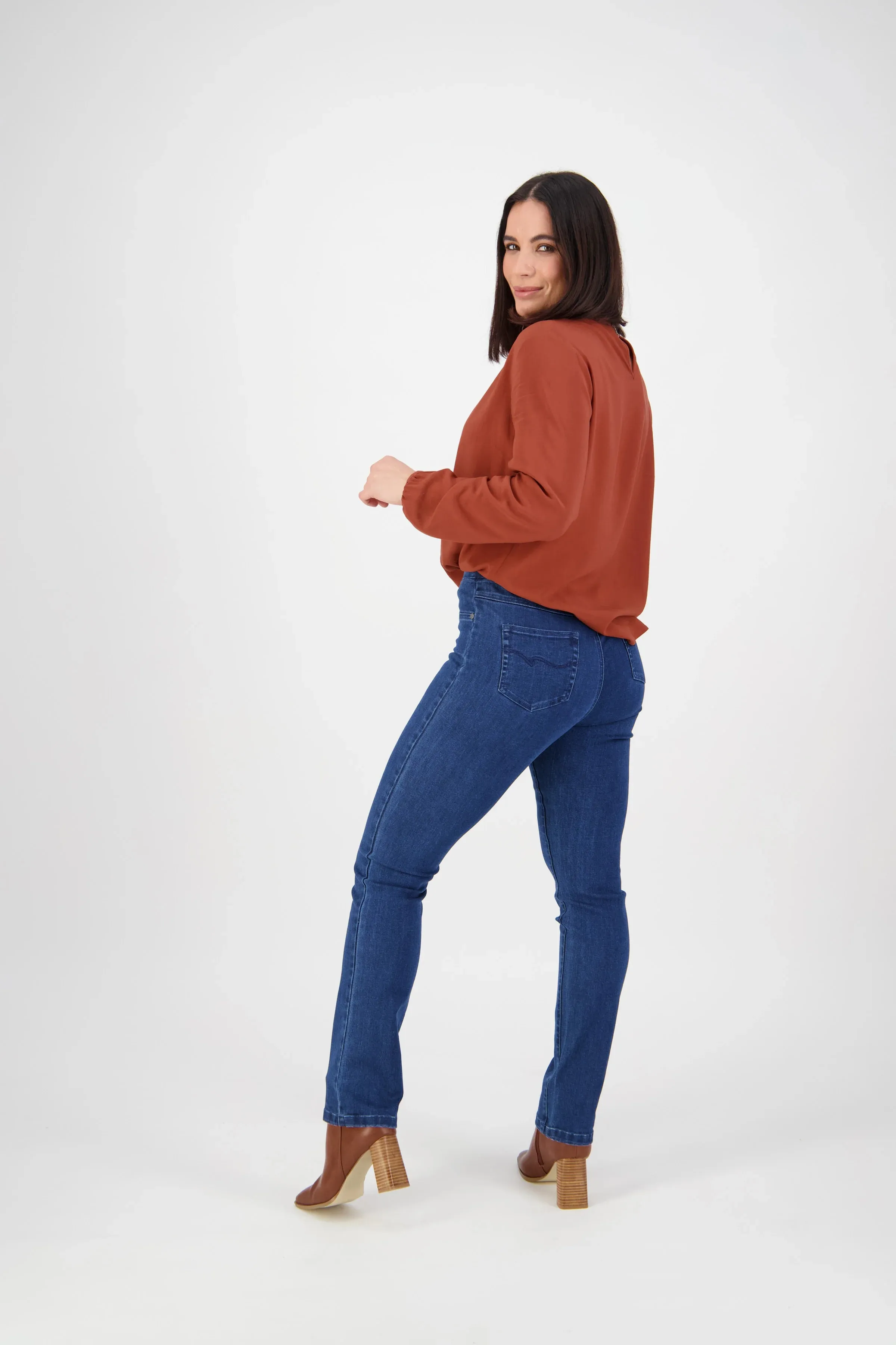 Vassalli 234DN Blue Denim - Slim Leg Full Length Denim Pull On Jeans