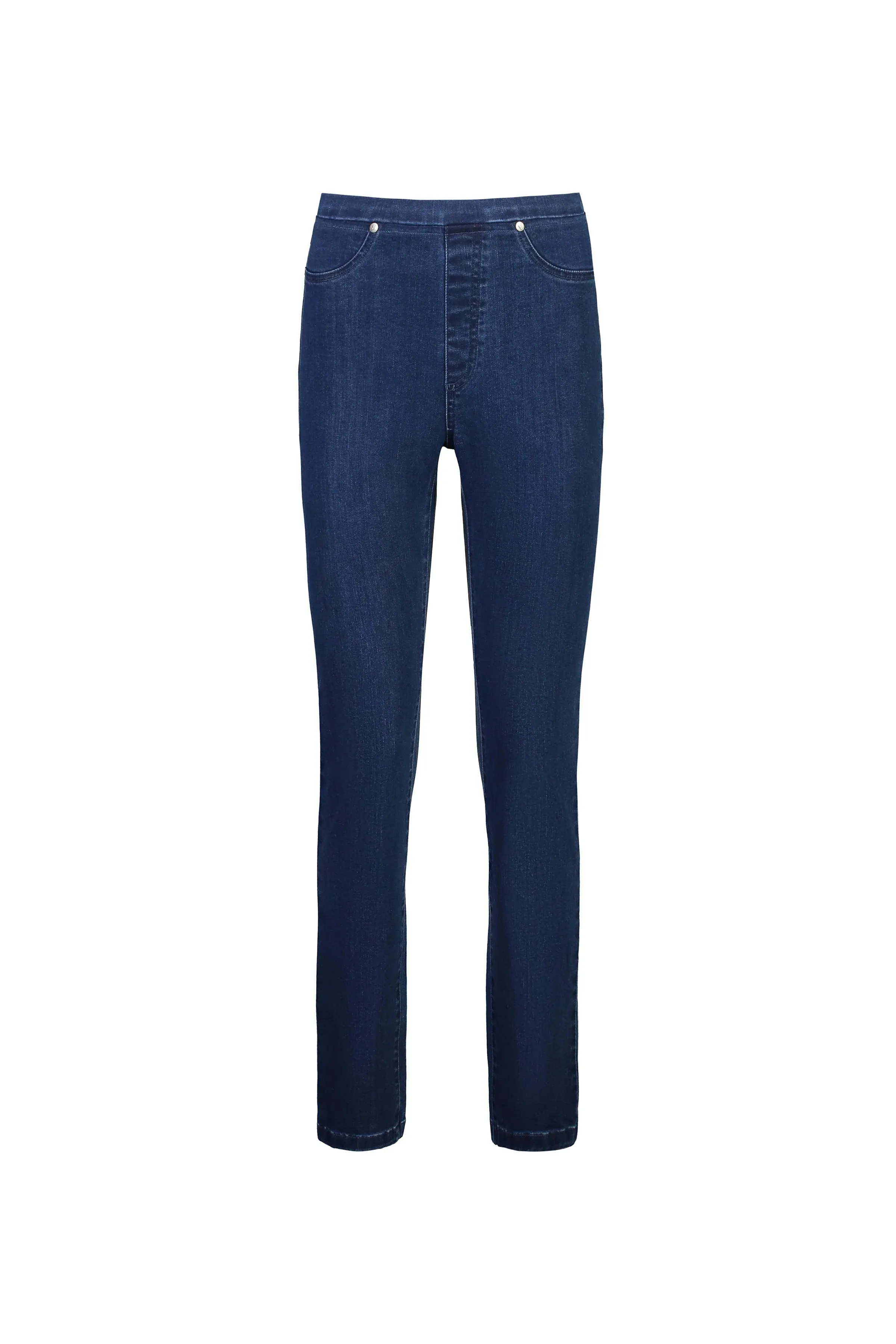 Vassalli 234DN Blue Denim - Slim Leg Full Length Denim Pull On Jeans