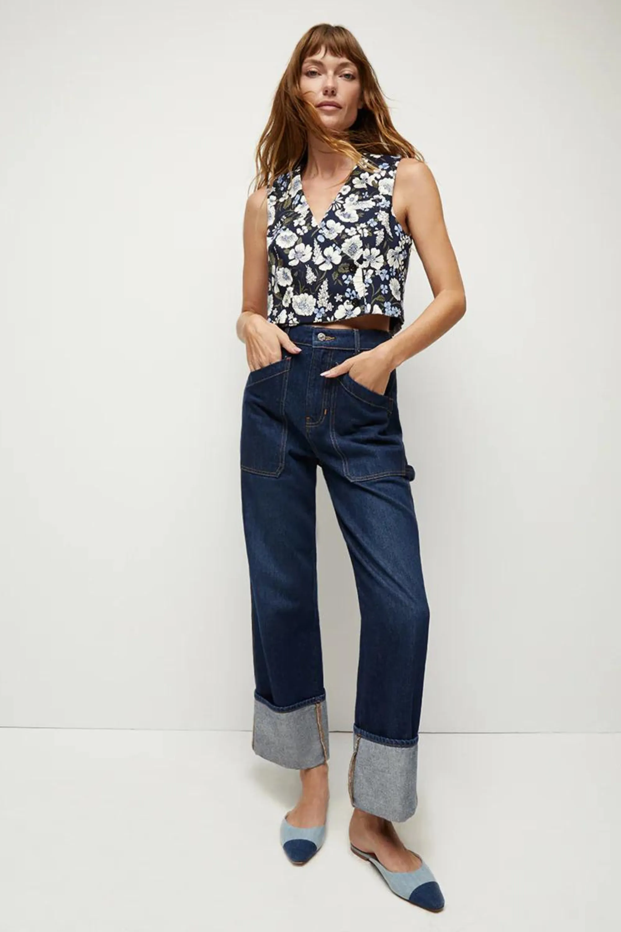 Veronica Beard Brinkley Top Navy Floral