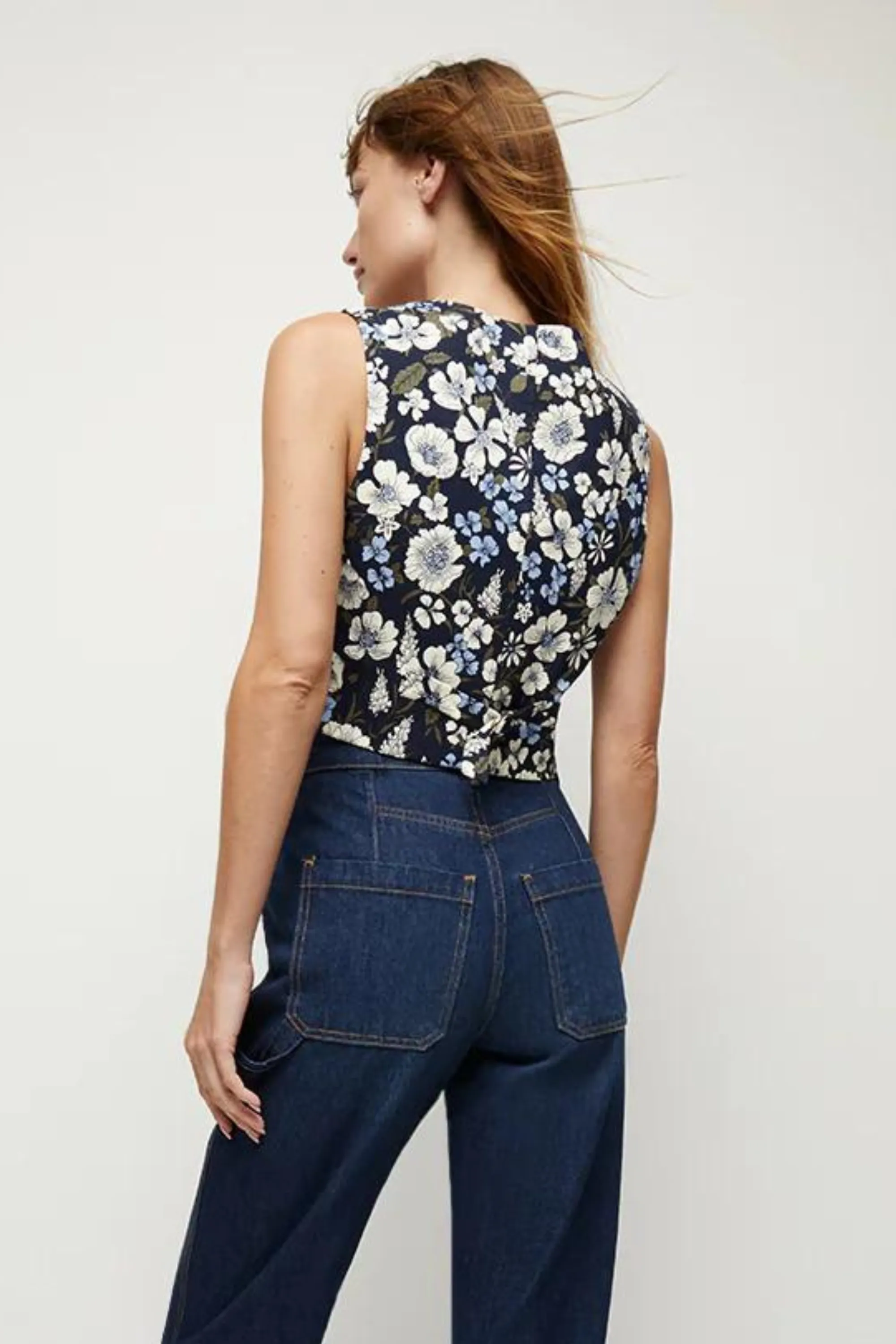 Veronica Beard Brinkley Top Navy Floral