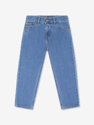 Versace Boys Washed Denim Regular Jeans in Blue