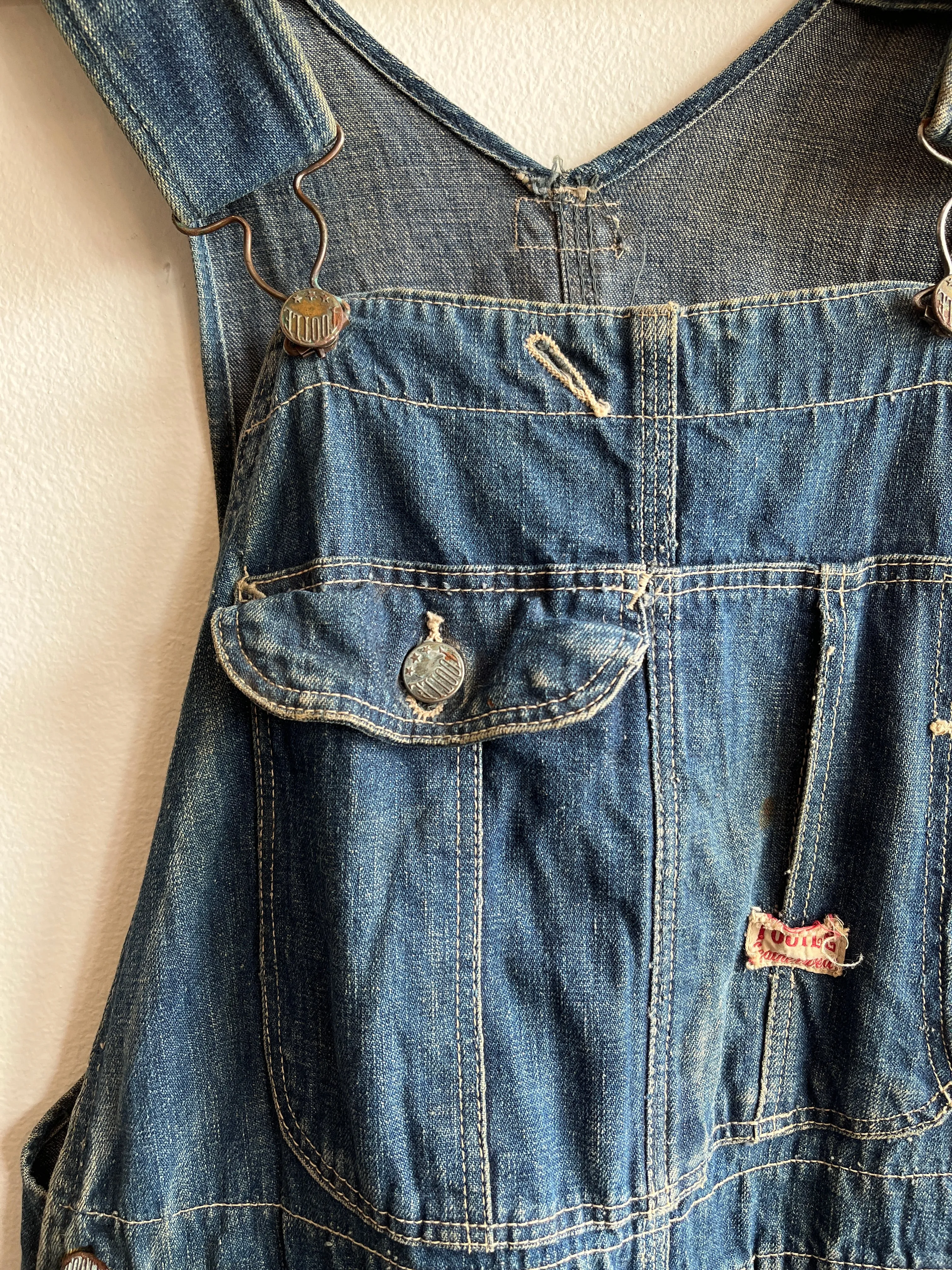 Vintage 1930s Tootles Leatherwear Denim Overalls