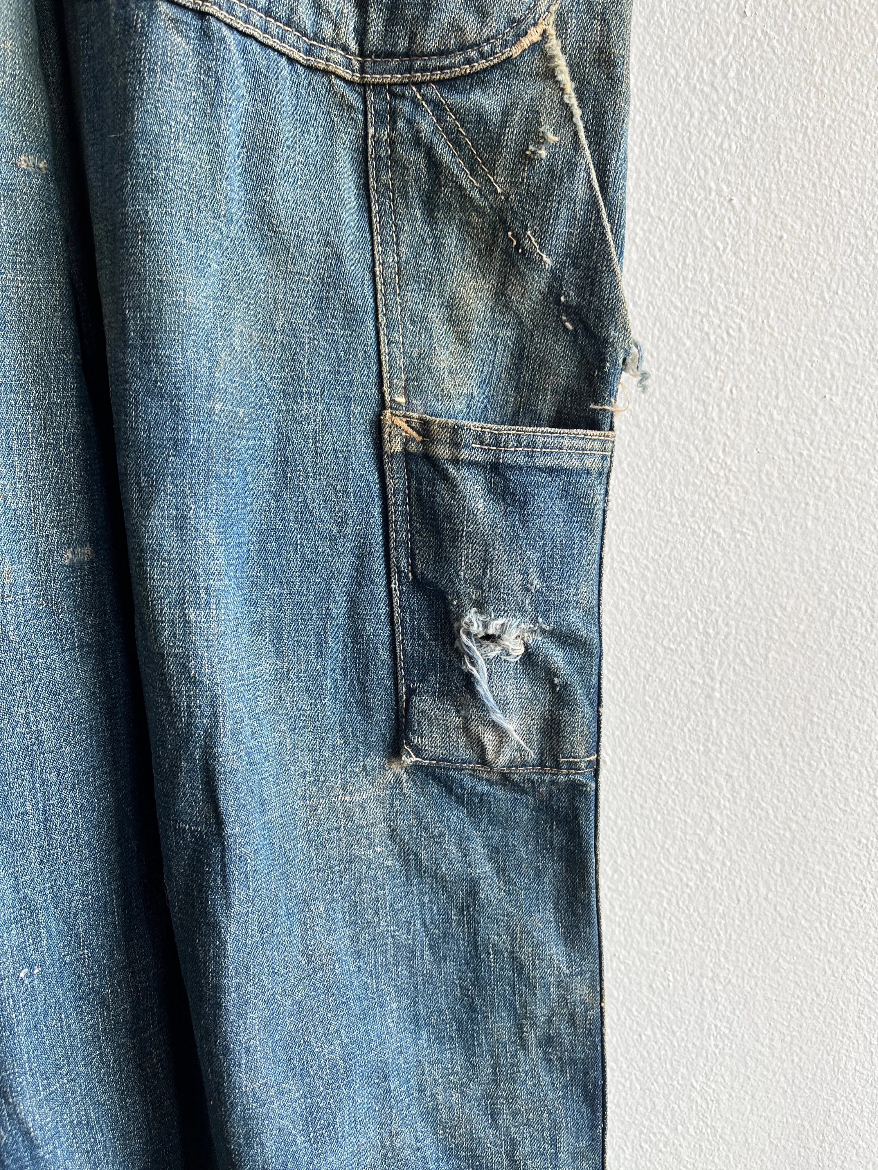 Vintage 1930s Tootles Leatherwear Denim Overalls