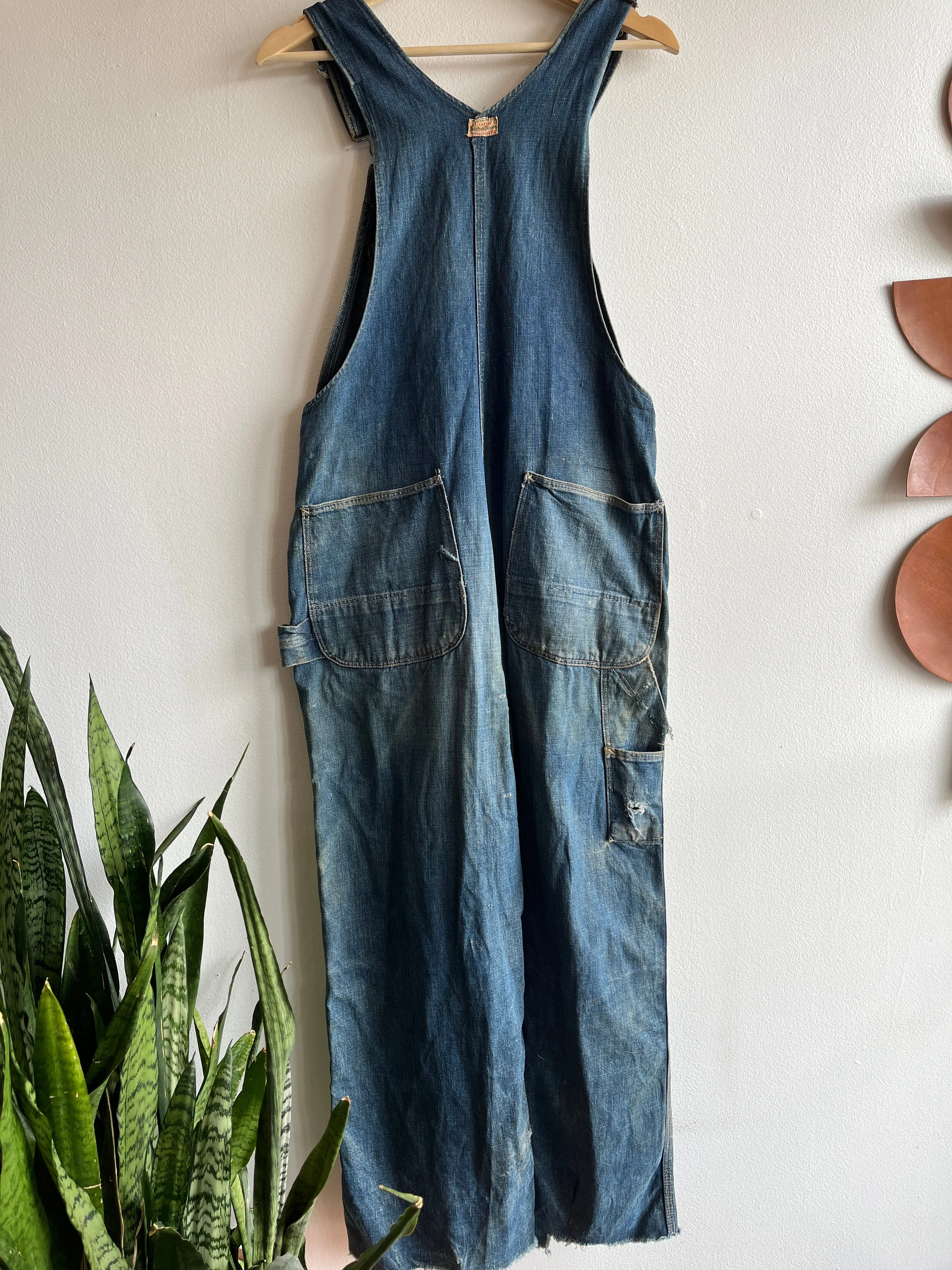 Vintage 1930s Tootles Leatherwear Denim Overalls
