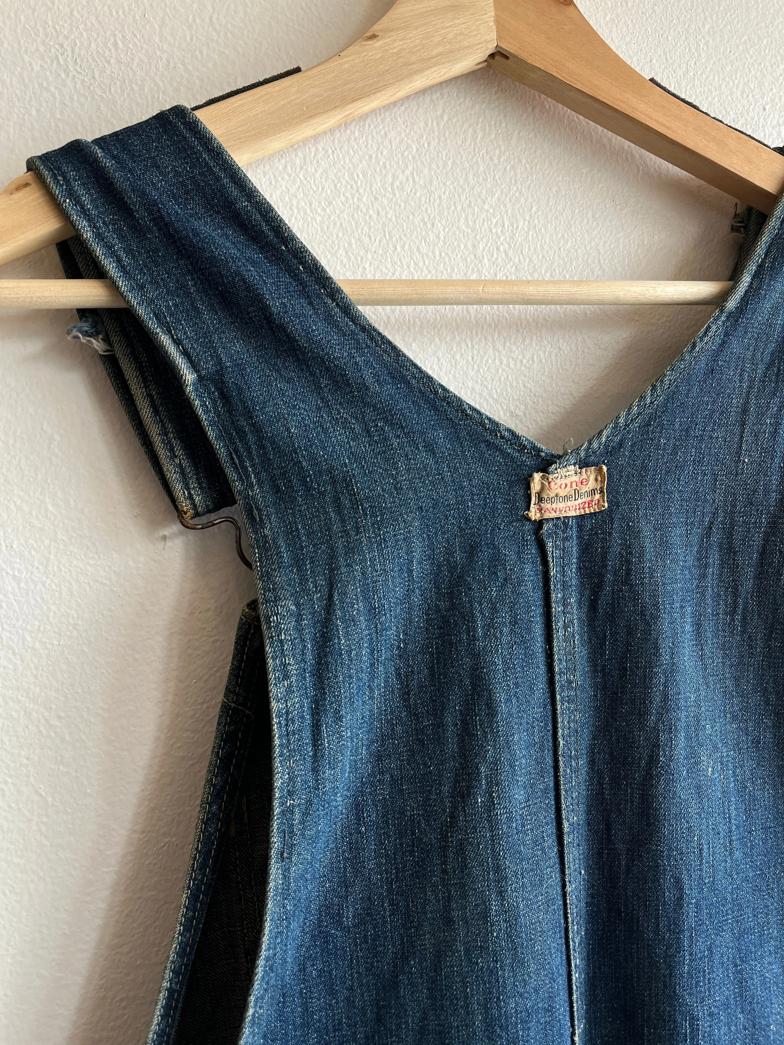 Vintage 1930s Tootles Leatherwear Denim Overalls
