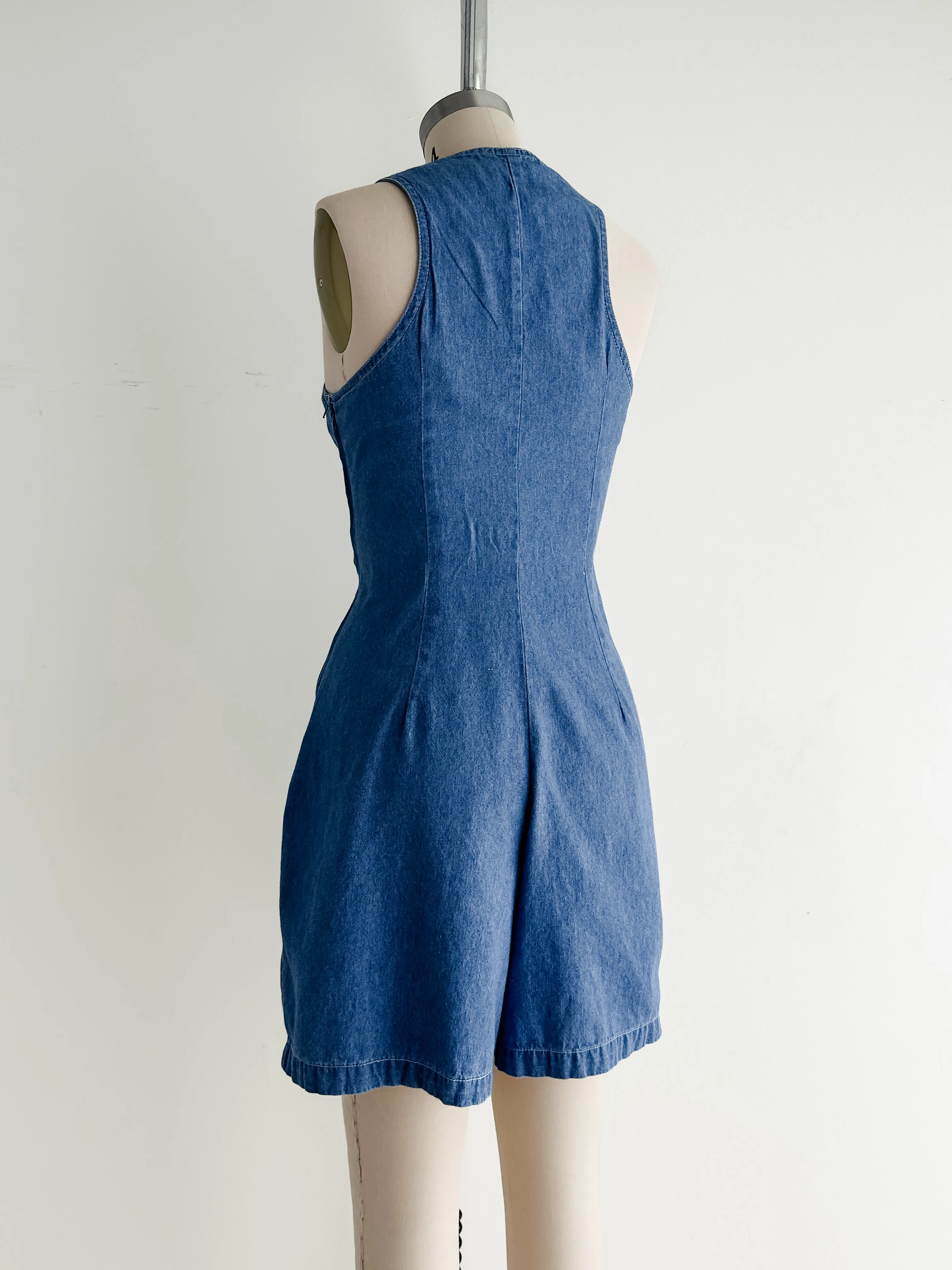 vintage denim shorts romper (M)