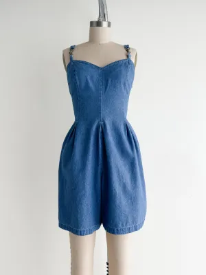 vintage denim shorts romper (M)