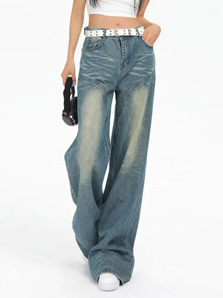 Vintage Washed Splice Boyfriend Jeans
