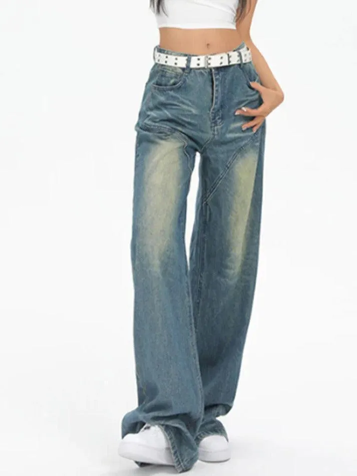 Vintage Washed Splice Boyfriend Jeans