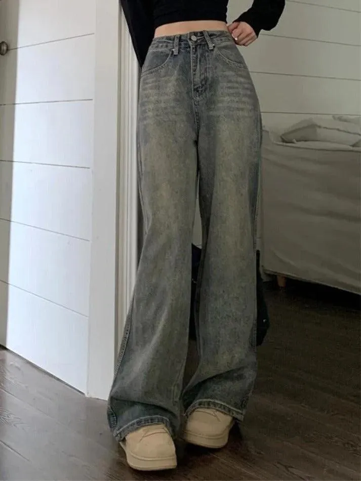 Washed Distressed High Rise Boyfriend Jeans