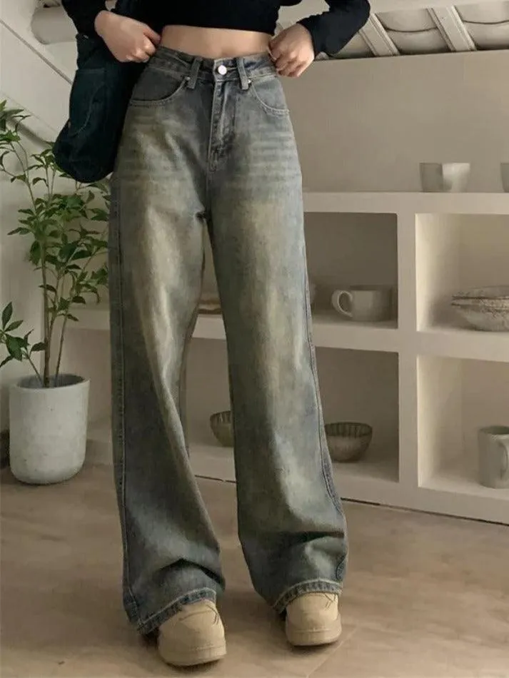 Washed Distressed High Rise Boyfriend Jeans