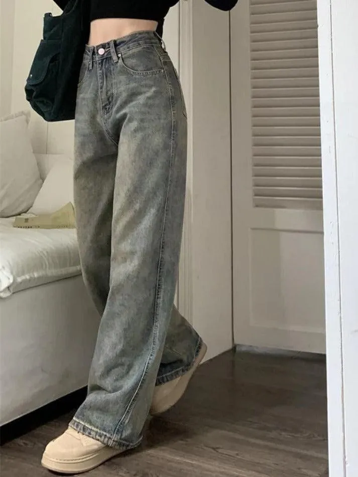Washed Distressed High Rise Boyfriend Jeans