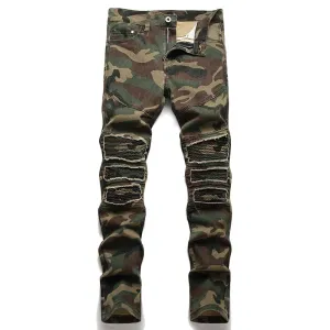West Louis Camouflage Soldier Ripped Denim Pants