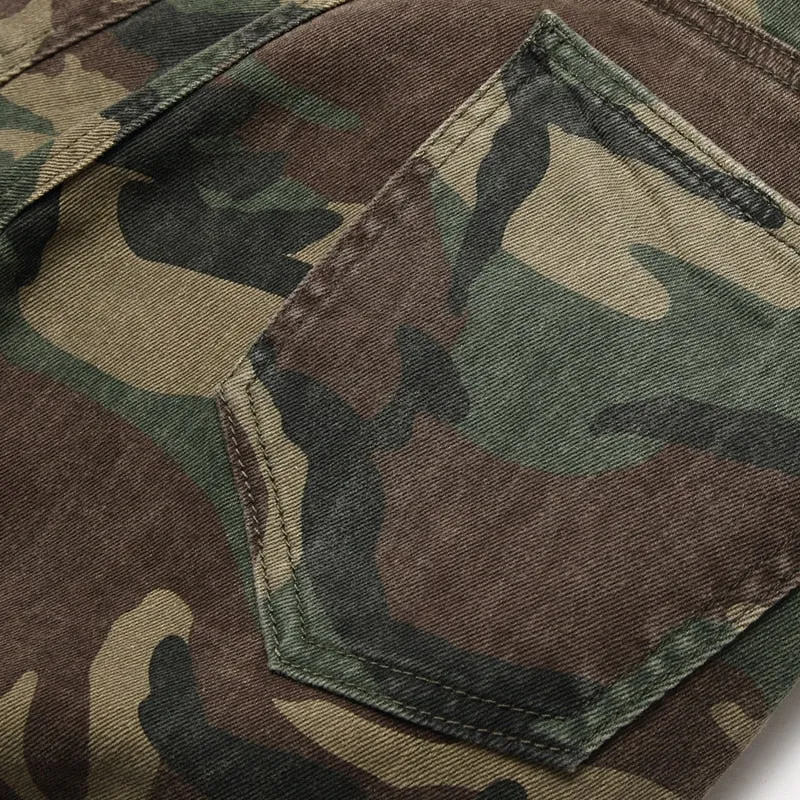 West Louis Camouflage Soldier Ripped Denim Pants