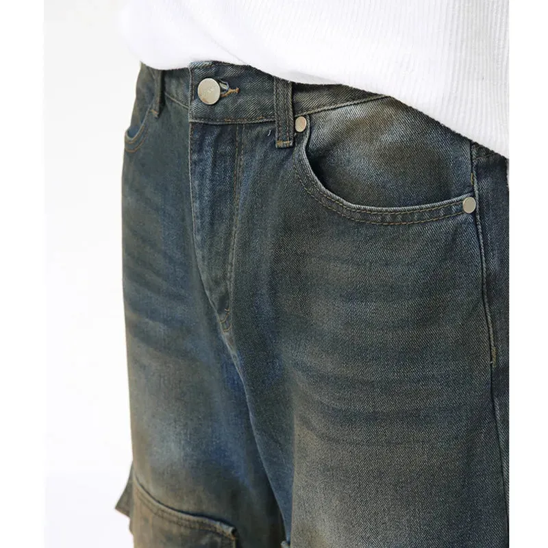 Wiaofellas  -  fall outfit Men Jeans Washed Straight Loose Streetwear Multi-pocket New Stylish Male Denim Pants Vintage Overalls Autumn