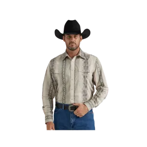 Wrangler Men's Checotah Western Long Sleeve Tan Shirt